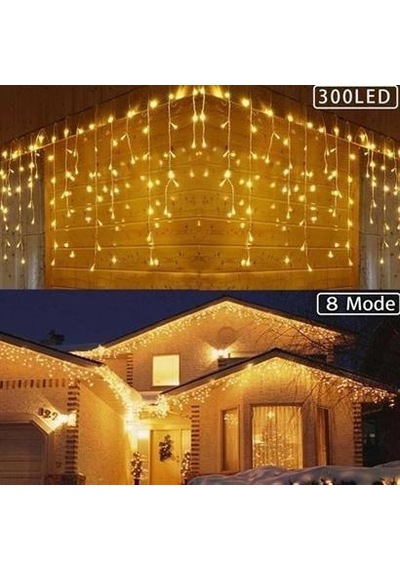 8 Fonksiyonlu 16 Saçaklı Perde Led 3 X 1 Günışığı - Hh42yt1733yu Gün Işığı