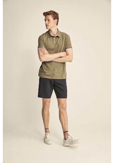 Grımelange Noah Erkek Haki Polo Yaka Slim Fit T-shirt