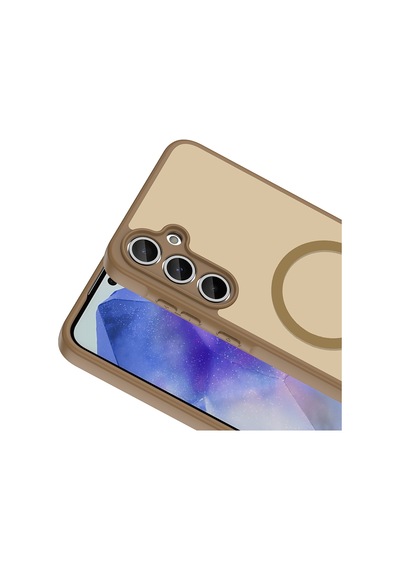 Maks Technology Samsung Galaxy Uyumlu S23 Fe Kılıf M-safe Şarj Özellikli Mkst Babet Kapak - Kahverengi