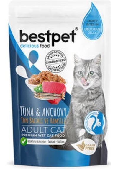 Pouch Ton Balıklı Ve Hamsili Jelly Tahılsız Yetişkin Kedi Konservesi 85 Gr