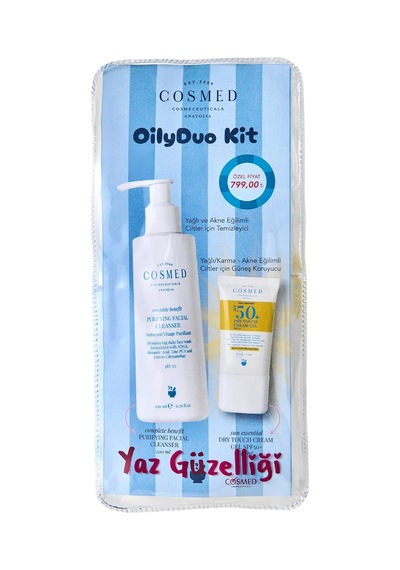 Cosmed Oily-duo Kit Yağlı/karma Ciltler İçin Arındırıcı Yüz Temizleyici 200 Ml Ve Spf50 Güneş Kremi 40 Ml