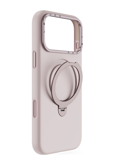 Apple Uyumlu iPhone 17 Pro Max Kılıf M-safe Özellikli Metal Standlı Sıvı Silikon Lenyes Ck223 Kapak Pembe Pembe