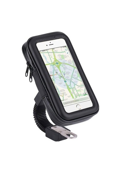 Modern Tekno Motosiklet Bisiklet Telefon Tutucu Suya Dayanıklı Xlarge Ayna Bağlantılı Siyah