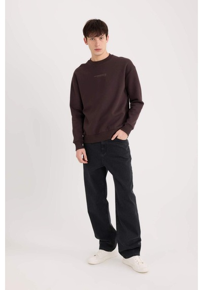 DeFacto Boxy Fit Bisiklet Yaka Baskılı Sweatshirt X8282AZ24AUBN337