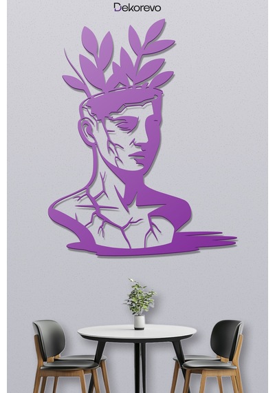Filizlenen Zihin Metal Duvar Tablosu - Metal Duvar Sanatı - Mor - 60 X 75 Cm