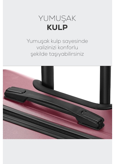 Spring Model Gül Kurusu Renk 3'lü Valiz Seti Kabin - Orta - Büyük Gülkurusu