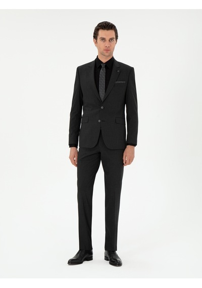 Cacharel Antrasit Slim Fit Klasik Takım Elbise Gri