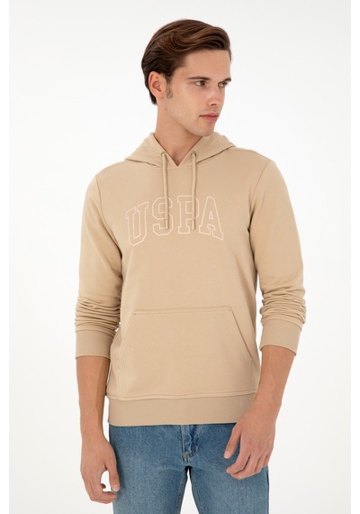 U.S. Polo Assn. Erkek Regular Fit Kapüşonlu Kum Basic Sweatshirt 50295175-VR085