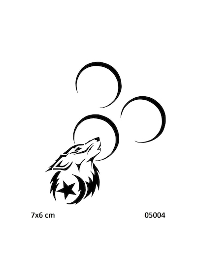 Airbrush Tattoo Kurt Ve Üç Hilal Yapışkanlı Stencil Süsleme Ve Boyama Kalıbı