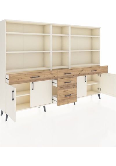 Arges Dolap 11 Raflı 5 Çekmeceli 4 Kapaklı 220x30x163 Aytaşı-aytaşı/çam Aytası/atlas Çam - Aytası