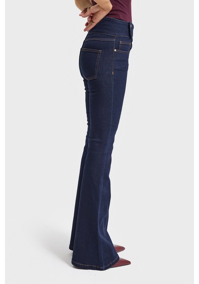 it's basic Kadın İndigo Renk 7w5-50 Flare Fit Elastan Kumaş Denim Jean