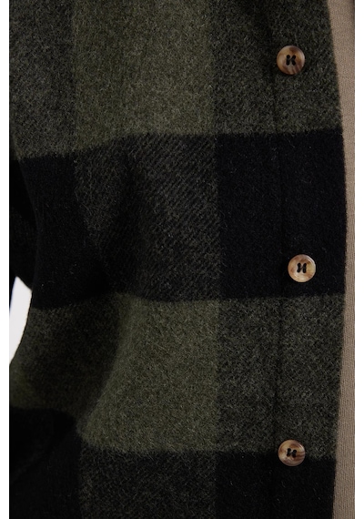 Tudors Erkek Slim Fit Dar Kesim Kareli Kışlık Oduncu Gömlek-42332 Haki