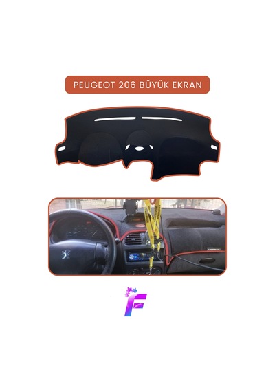 Peugeot 206 Büyük Ekran Uyumlu Torpido Örtüsü Güneşten Korur Kolay Montaj Tam Uyum T76 Torpido Halısı