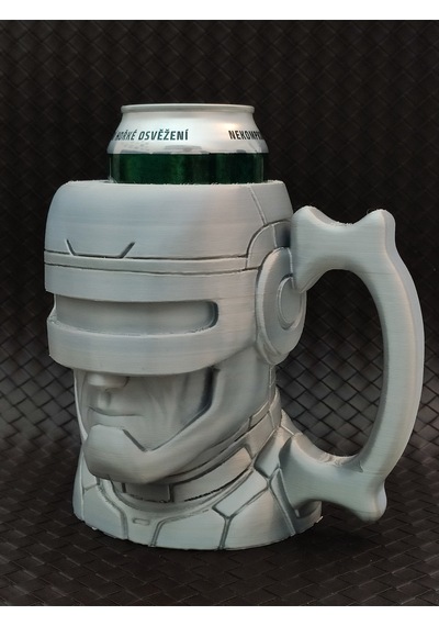 Robocop Tasarımlı Kutu İçecek Tutucu - Dekoratif Bardak Ve Hediyelik Figür