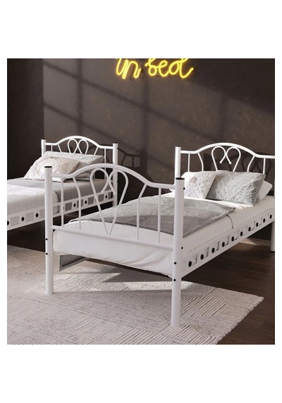 Missidea Orkide Dekoratif Metal Ranza & Karyola Seti Beyaz 90x190 Cm 90 x 190