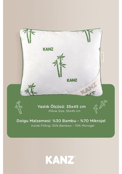 Bambu Ve Mikrojel Dolgulu Bebek Yastığı 35x45 Cm Ekru%100 Pamuk Kılıf Genel