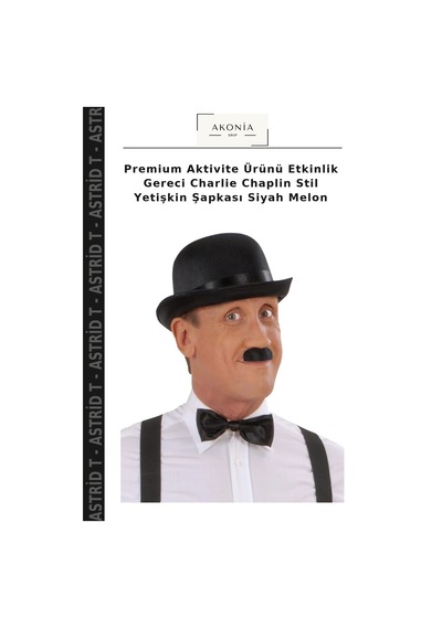 Premium Aktivite Ürünü Etkinlik Gereci Charlie Chaplin Stil Yetişkin Şapkası Siyah Melon