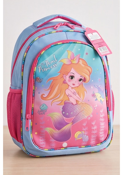 Mermaid Deniz Kızı Desenli Beslenme Çantalı İlkokul Ve Anaokulu Sırt Çantası Seti Ergonomik Çocu... Pembe