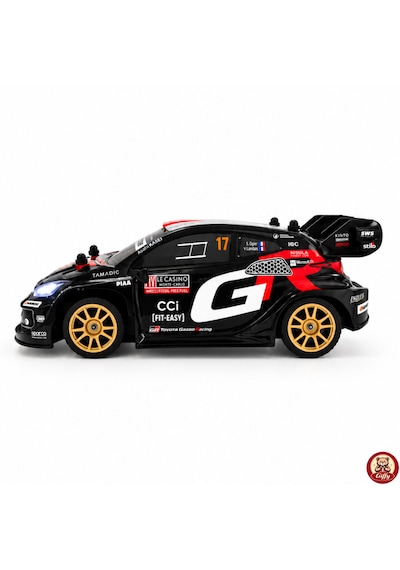 Oyuncak Uzaktan Kumandalı Toyota Gr Yaris 4x4 Drift Ralli Arabası 15 Km Hız Şarjlı Led Işıklı 7.4v 500 Mah Yedek Drift Tekerli Rc Araba Siyah
