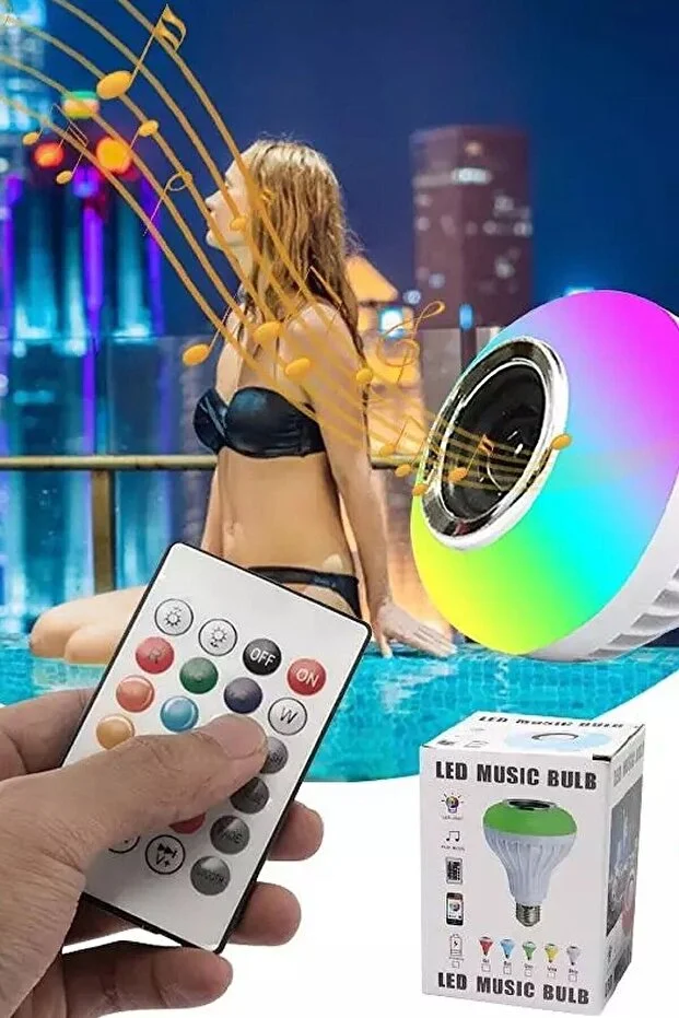 Bluetooth Hoparlör Akıllı Rgb Ledli Ampül Müzikli Lamba Ses Bombası Legend/led Musıc Dekorlu Rengarenk Disco Karışık-çok Renkli