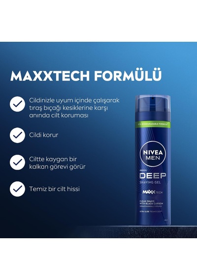 Lexroo Erkek Tıraş Jeli Deep 200ml,aktif Karbon,kesiklere Karşı Koruma
