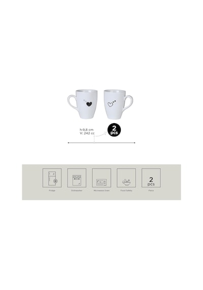 Kütahya Porselen Pretty 2 Parça Mug Bardak Genel