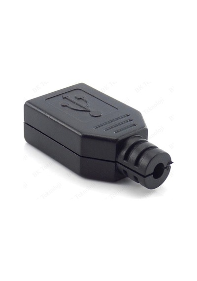 Plastik Muhafazalı Lehim Tipi 4 Pin USB Dişi Konnektör
