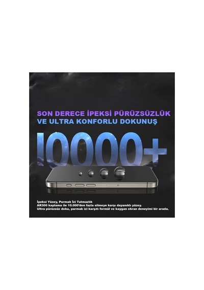 İphone 17 Pro Max Uyumlu 7 Mohs Sertlikte 3 Kat Dayanıklı Uygulama Aparatlı Hd Cam Ekran Koruyucu