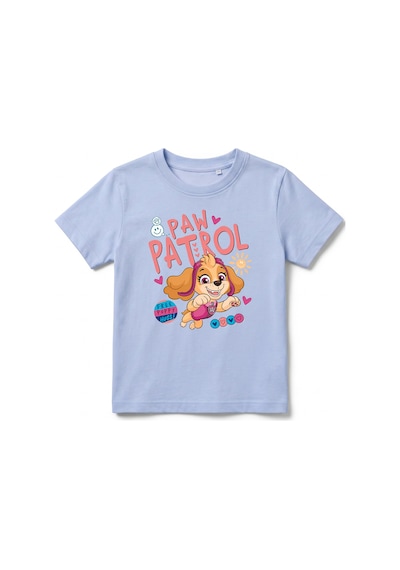 Urbantrendstore Paw Patrol Özel Tasarım Unisex Kız Çocuk Erkek Çocuk Bisiklet Yuvarlak Yaka Basic Kısa Kollu %100 Pamuk Tişört Mavi