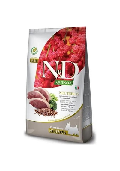 N&d Quinoa Tahılsız Ördek, Brokoli & Kuşkonmaz Kısırlaştırılmış Yetişkin Mini Köpek Maması 2,5 Kg