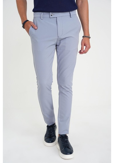 Efor Slim Fit Yan Cepli Esnek Düz Grimavi Pamuk Pantolon P 1197 Gri - Mavi