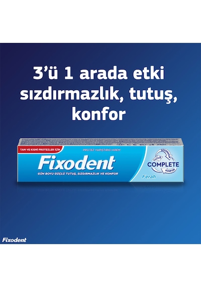 Fixodent Complete Ferah Diş Protez Yapıştırıcı Krem 3 x 47 G