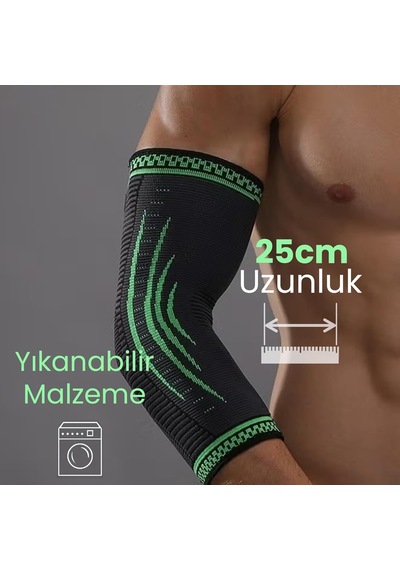 Elastik Dirseklik Fitness Voleybol Basketbol Tenis Sporcular İçin 25 Cm Uzunluğunda Koruyucu Destek Bandajı Siyah