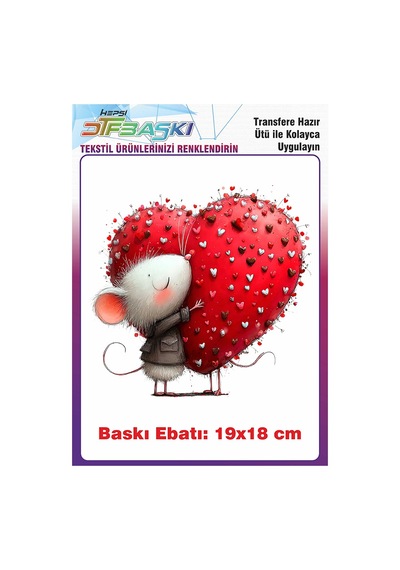 Sevimli Fare Ütü İle Yapışan Tişört Tekstil Baskı 3002