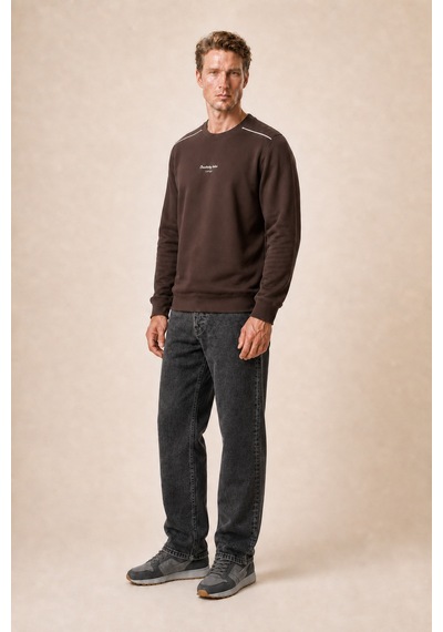 Redline Qwen Bisiklet Yaka Regular Fit Kışlık Sweatshirt Kahve