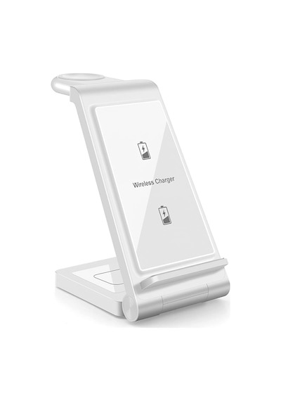 Microcase Apple Uyumlu iPhone-iOS Watch-Airpods 3in1 Manyetik Şarj Standı Beyaz AL3697