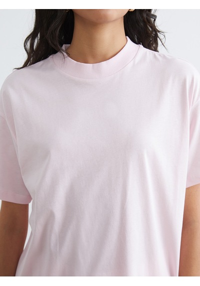 Lcw Modest Pembe Bisiklet Yaka Kadın Tişört