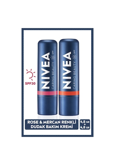 Rose Renkli Nemlendirici Dudak Bakım Kremi Ve Mercan Dudak Bakım Kremi 4,8gr Spf30, Allık Etkisi