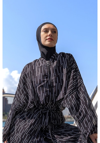 Remsa Mayo Remsa Tesettür Mayo Üzerine Tek Kaftan Kimono Pareo Rp006 Yasmin Siyah