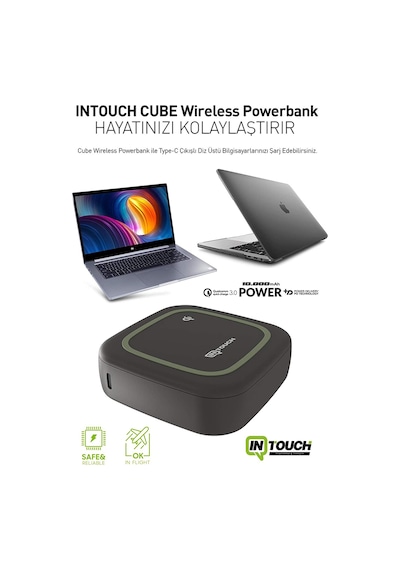 Intouch 10.000mAh Cube 18W PD 10W Wireless Taşınabilir Powerbank Intouch 10.000mAh Cube 18W PD 10W Wireless Taşınabilir Powerbank