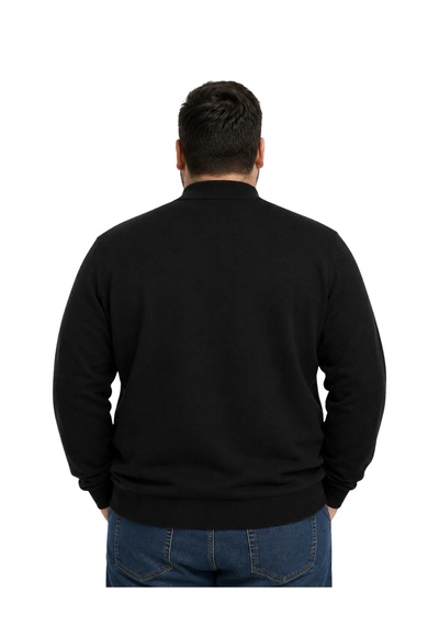 Battalmoda Erkek Büyük Beden Siyah Yarım Balıkçı Triko Kazak 3xl-4xl-5xl-6xl