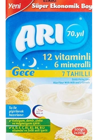 Arı Mama 12 Vitaminli 6 Mineralli Sütlü 7 Tahıllı Pirinçli Gece
