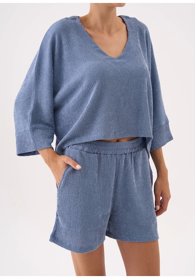 Reglan Kol Bol Kesim Bluz Mavi