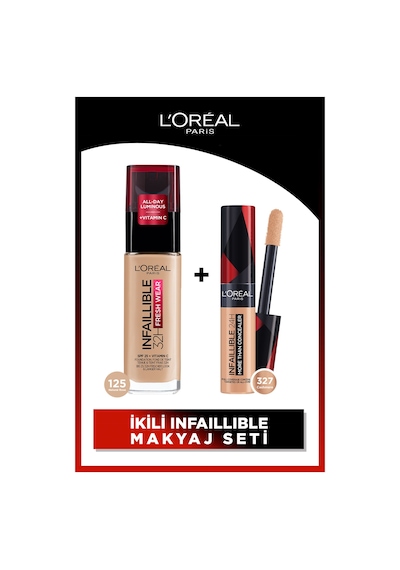L'Oreal Paris 24H Fresh Wear Fondöten 125 Natural Rose&Tüm Yüze Uygulanabilir