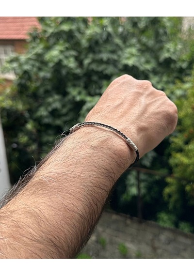 Kazzaze Gümüş Kazaziye Zincir Örgü Detaylı Bileklik