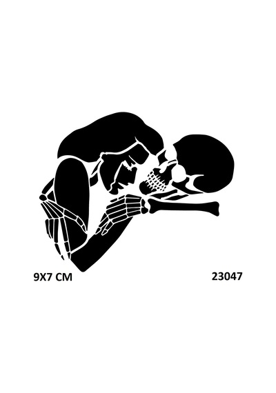 Airbrush Tattoo Aşık Kuru Kafa Yapışkanlı Stencil Süsleme Ve Boyama Kalıbı