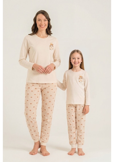 Rolypoly Anne Kız Lovely Bear Krem Uzun Kol Pijama Takım Rp3916-a-v1 Rp3916-a-v1