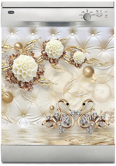 Bulaşık Makinesi Sticker Kaplama Beyaz Eşya Kaplama Pearls Gold