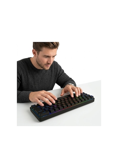 Oem G61 Mini Rgb 61 Tuşlu Ergonomik Mekanik Mini Kablolu Oyuncu Klavyesi %60 Usb Arabirimli Blue Switch