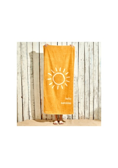Bella Maison %100 Pamuk Hello Sunshine Plaj Havlusu Hardal 90x150 Cm Hardal